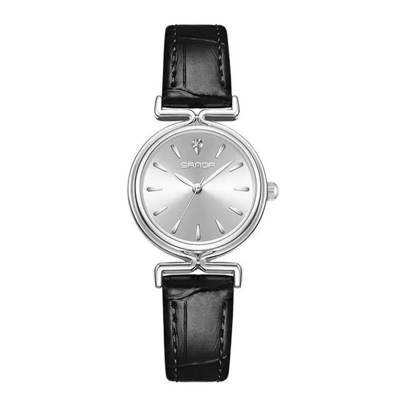 SANDA Brand 1124 Retro Fashion Elegant Watch for Women Unique Minimal round Dial Design Ladies Quartz Watch
